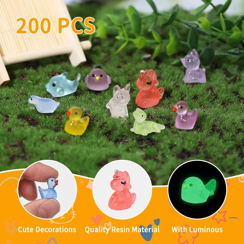 Junware 200 Pcs Tiny Resin Animals to Hide, Mini Luminous Resin Animals Bulk for Miniature Fairy Garden Accessories Micro Landscape Aquarium Cake Potted Plants Dollhouse Moss Patio Home Decor Crafts - Image 4